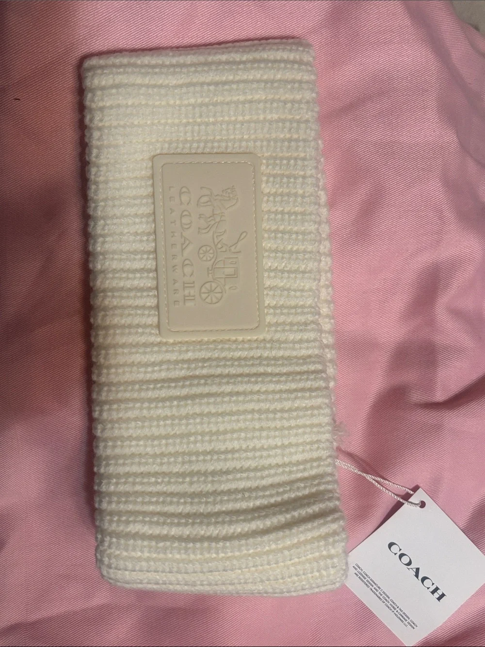 Coach Ivory Ribbed Knit Ear Warmer Headband